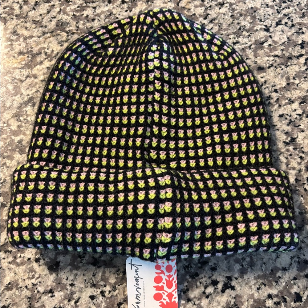 FP Movement by Free People Black and Green Knit Beanie